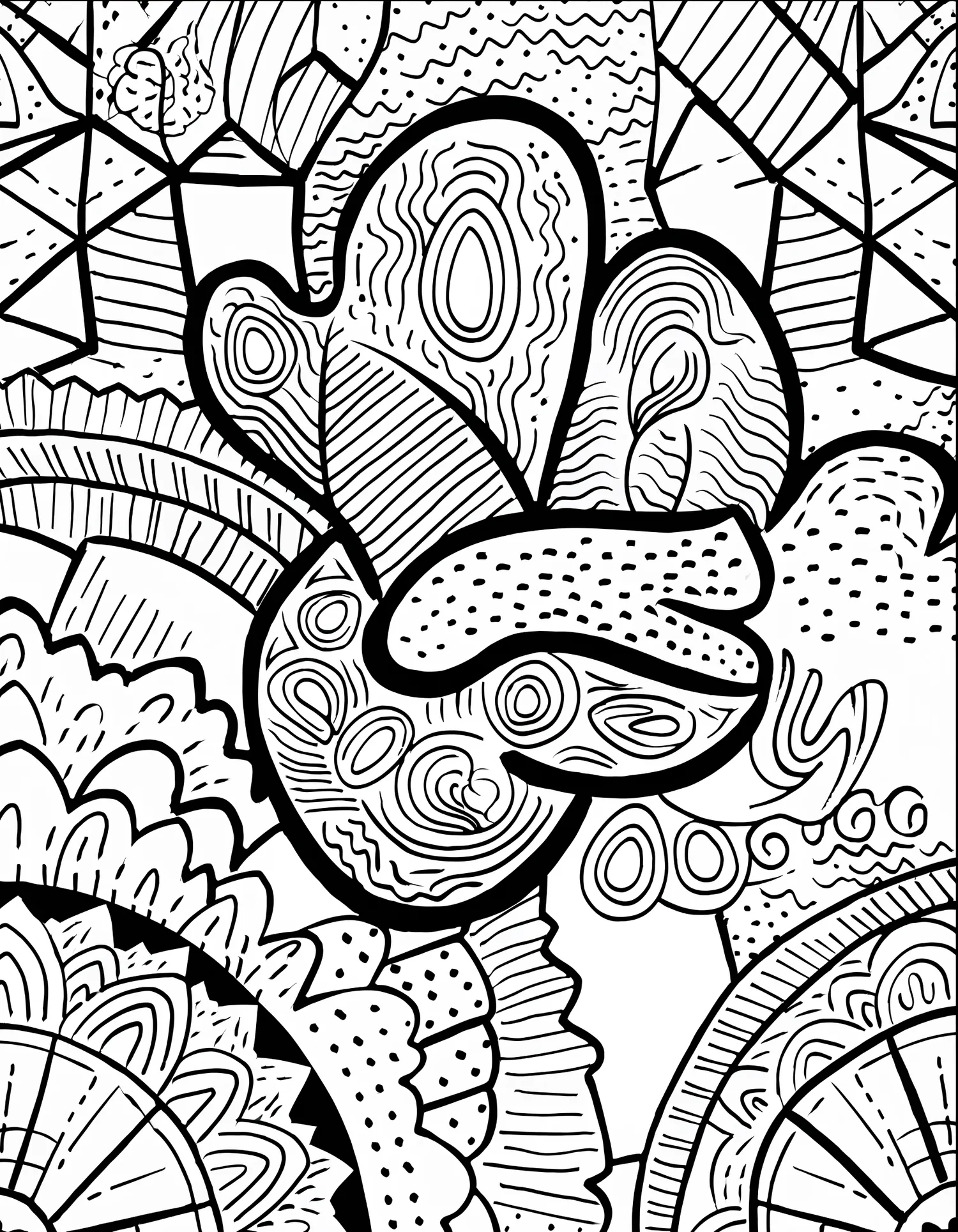 Composition en Noir Profond, Coloriage art à imprimer gratuitement